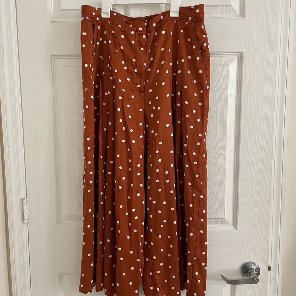 Anthropologie Polka Dot Wide-Leg Pants